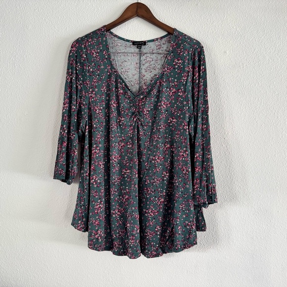 Sweetheart Neck Max Swing Tee Luna Floral Cinch Front Lane Bryant Size 18/20 - Picture 11 of 11